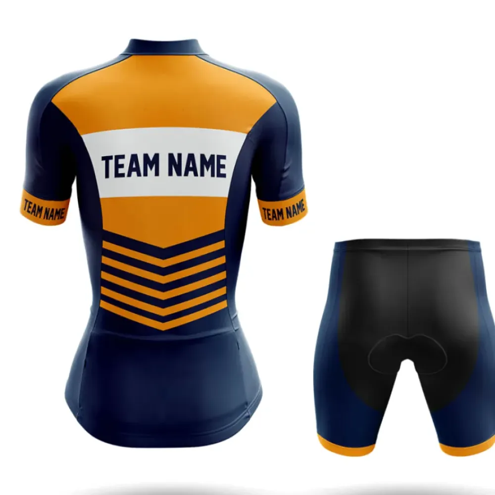 Women's Long Sleeve Cycling Jersey Navy/Gold/White