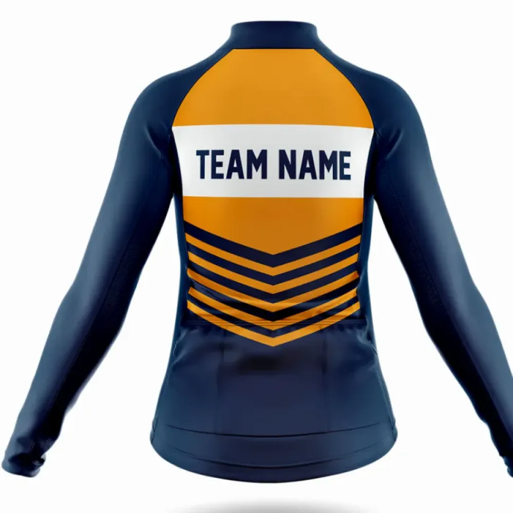 Women's Long Sleeve Cycling Jersey Navy/Gold/White