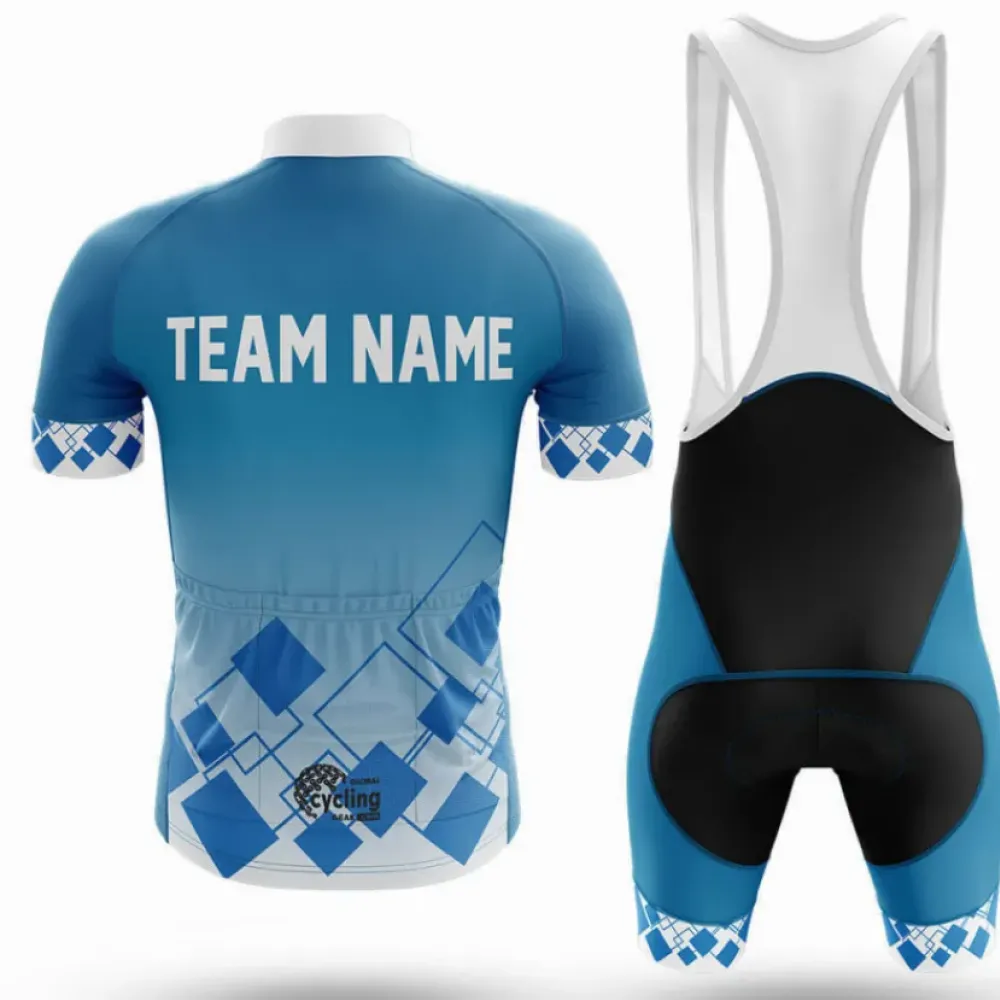 Cycling Bibs Custom Team Name Breathable Blue/White/Black