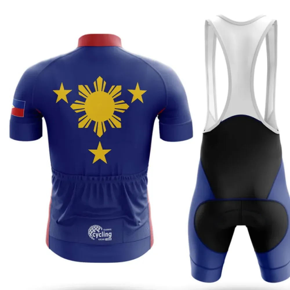 Philippines Flag Cycling Bibs Comfortable Navy/White/Blue