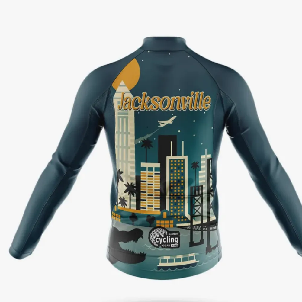 Jacksonville FL Cycling Jersey Cityscape Navy/Gold/Teal