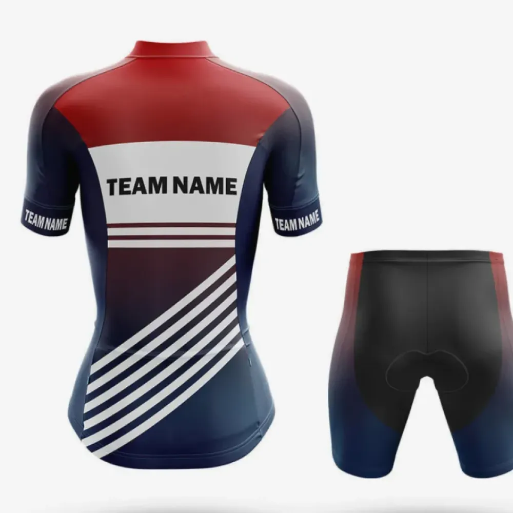 Custom Team Name S3 Women's Cycling Jersey Navy/Red/White