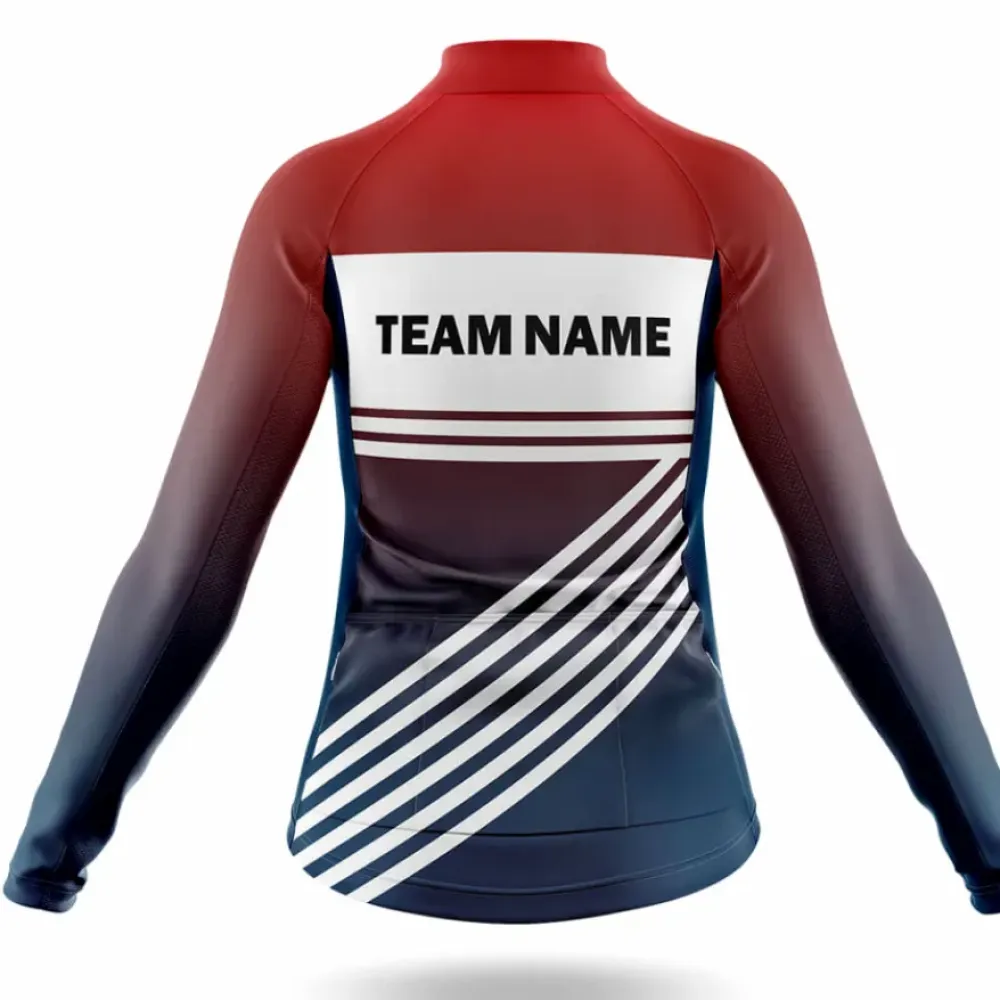 Custom Team Name S3 Women's Cycling Jersey Navy/Red/White