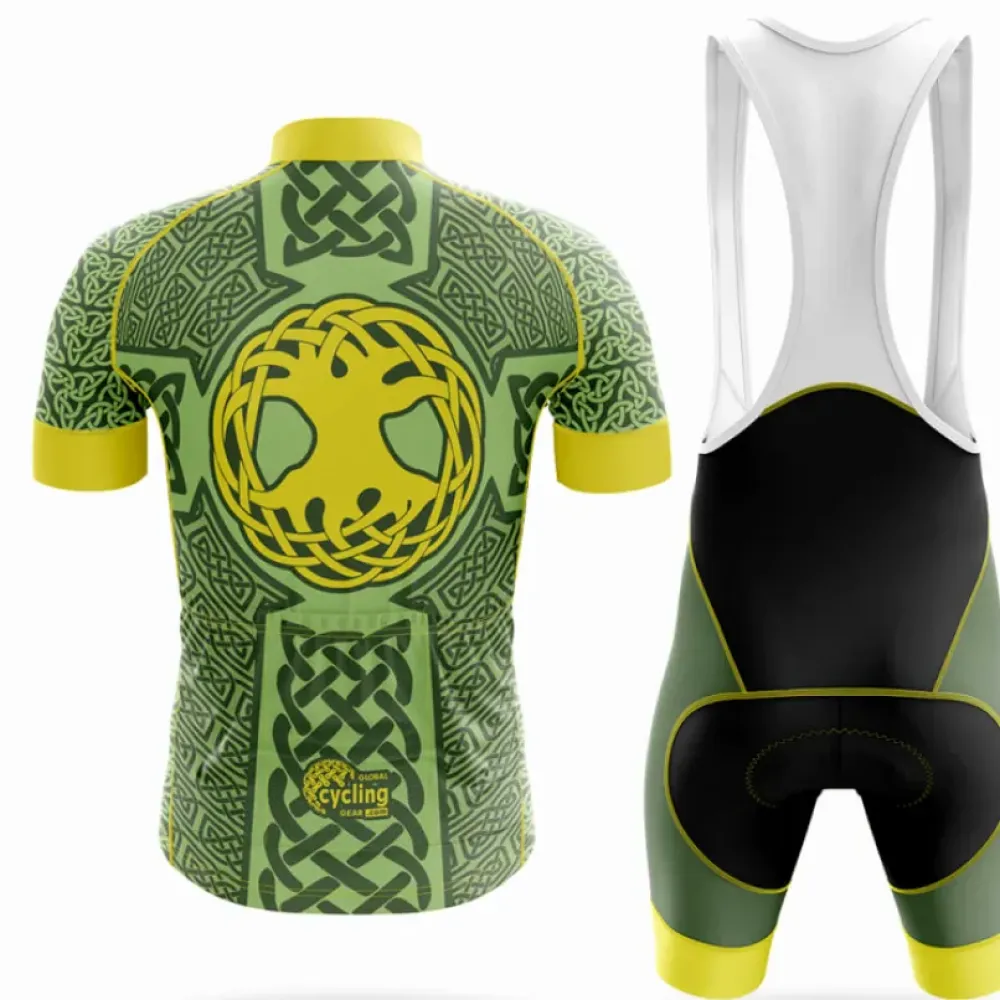 Cycling Bibs Celtic Knot Unique Yellow/Green/White
