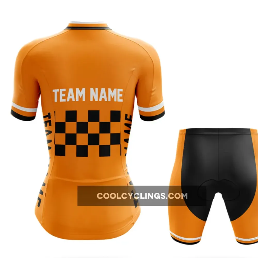 Women's Cycling Jersey Custom Team Name Orange/Black/White