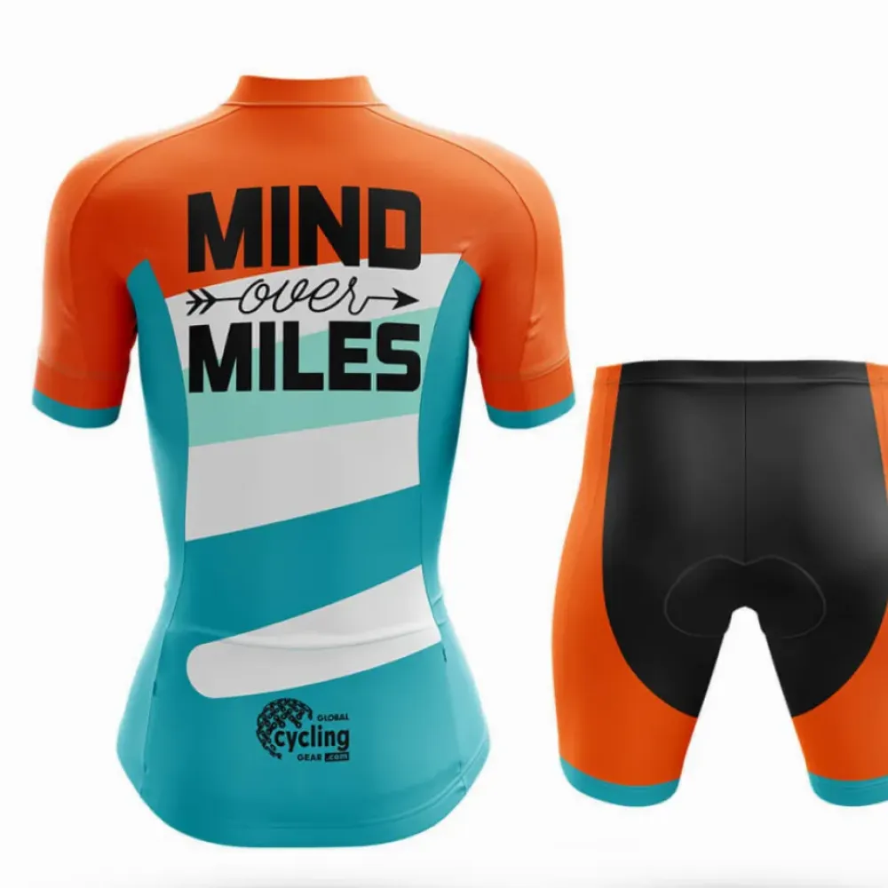 Mind Over Miles Women Cycling Kit Orange/Teal/White
