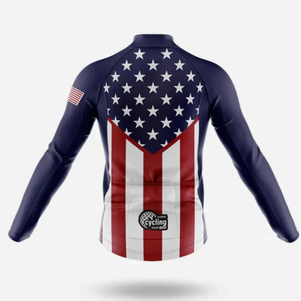 Captain America Long Sleeve Cycling Jersey Navy/Red/White