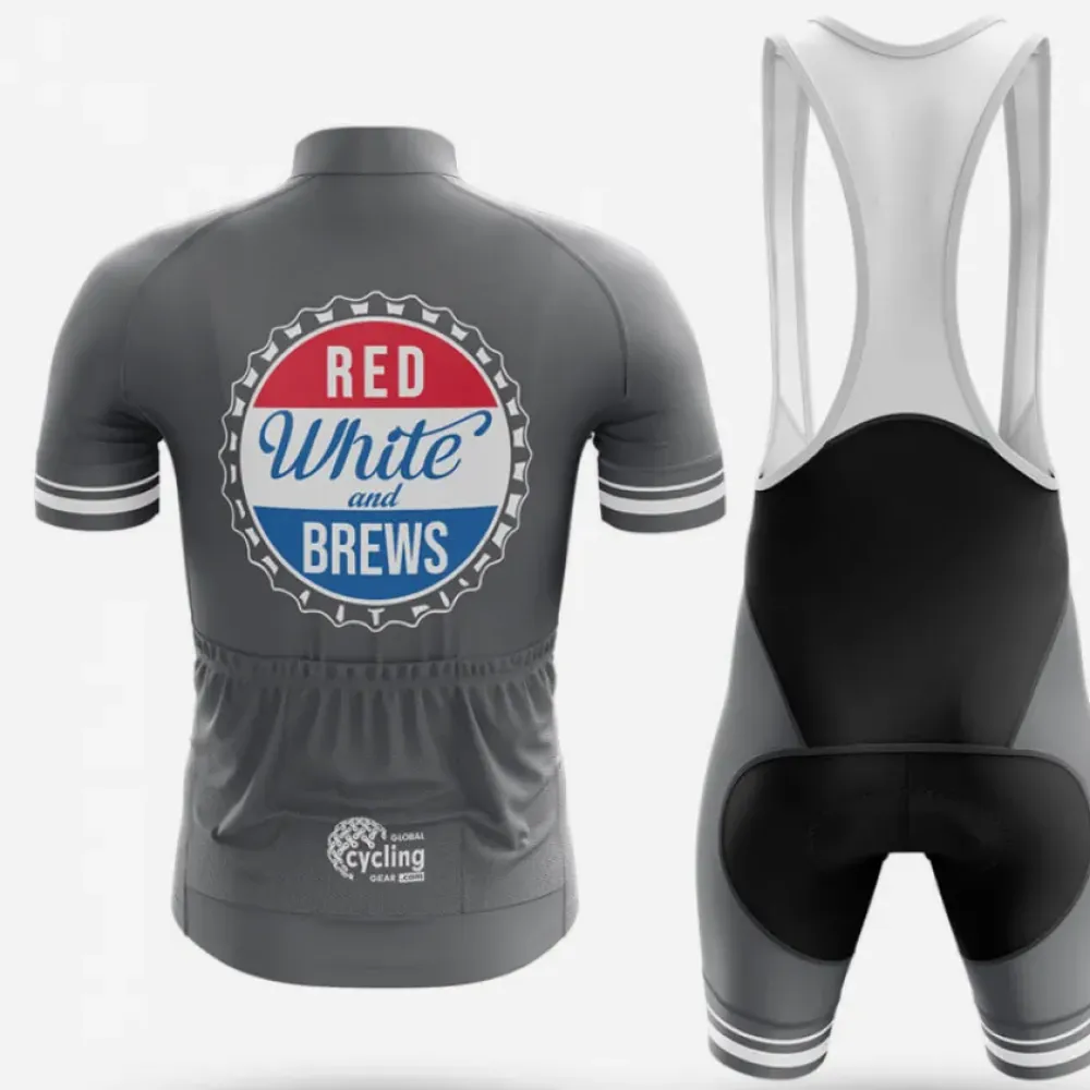Red White and Brew Cycling Kit Full Set Gray/White/Red