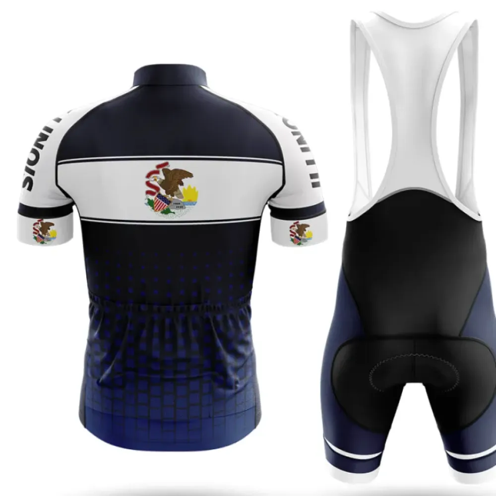 Illinois S1 Cycling Kit Illinois Flag Navy/White/Grey