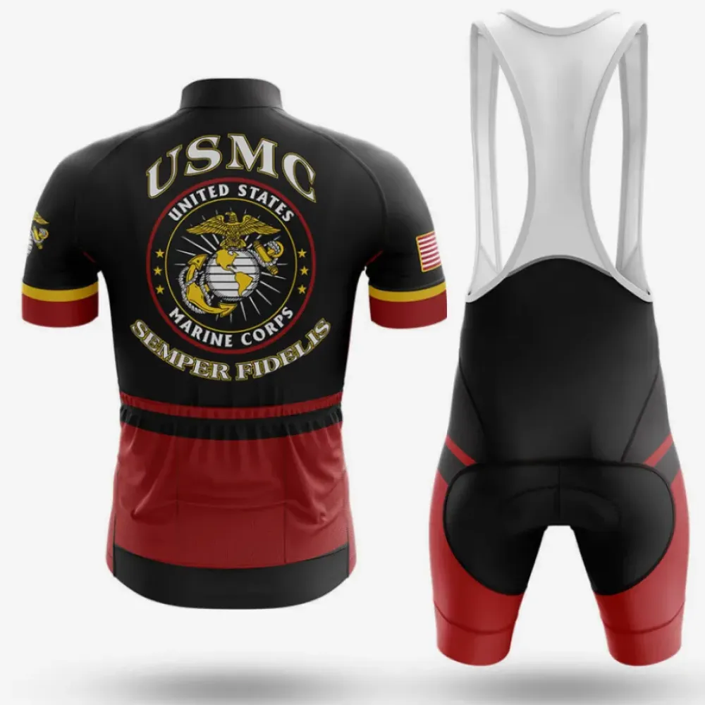 U.S Marine Corps Cycling Kit Full Set Ver.3 Military Style Black/Red/Gold