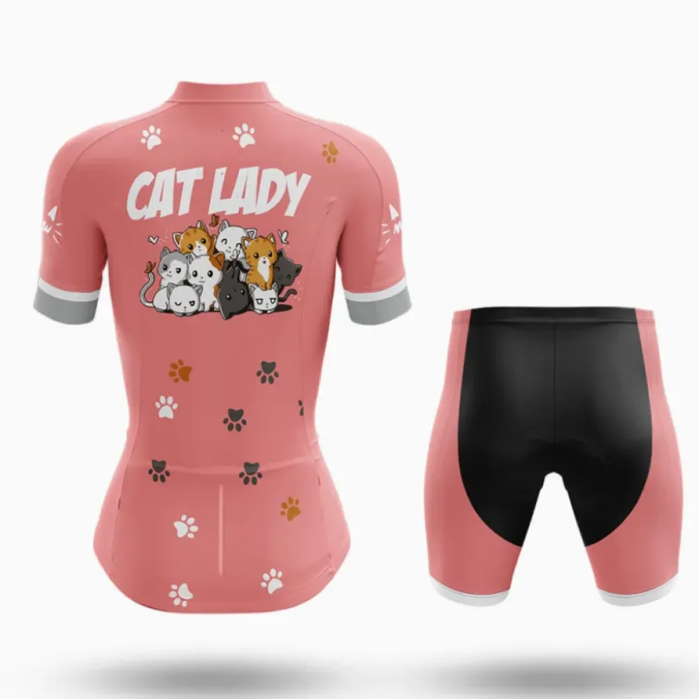 Cat Lady Women's Cycling Kit Pink/Black/Grey