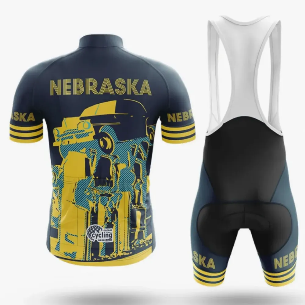 Nebraska Symbol Cycling Jersey Yellow/Black/Grey