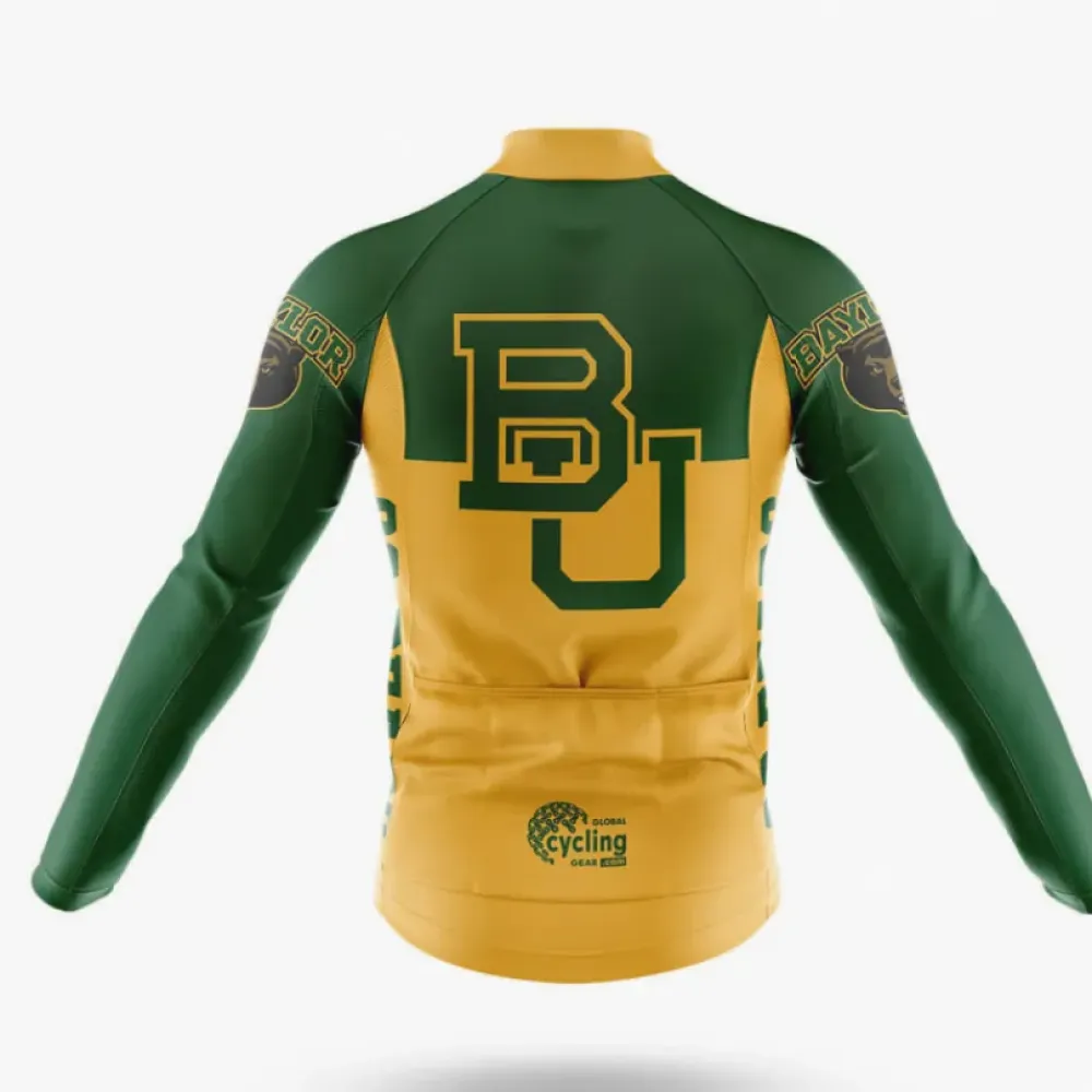 Baylor University Long Sleeve Cycling Jersey Green/Yellow/Gold