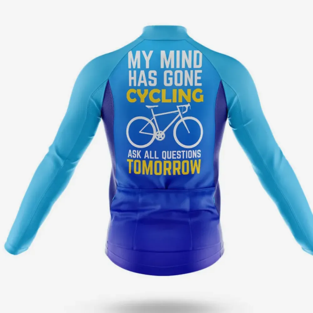 Cycling Jersey My Mind Has Gone Cycling Blue/Yellow/Teal