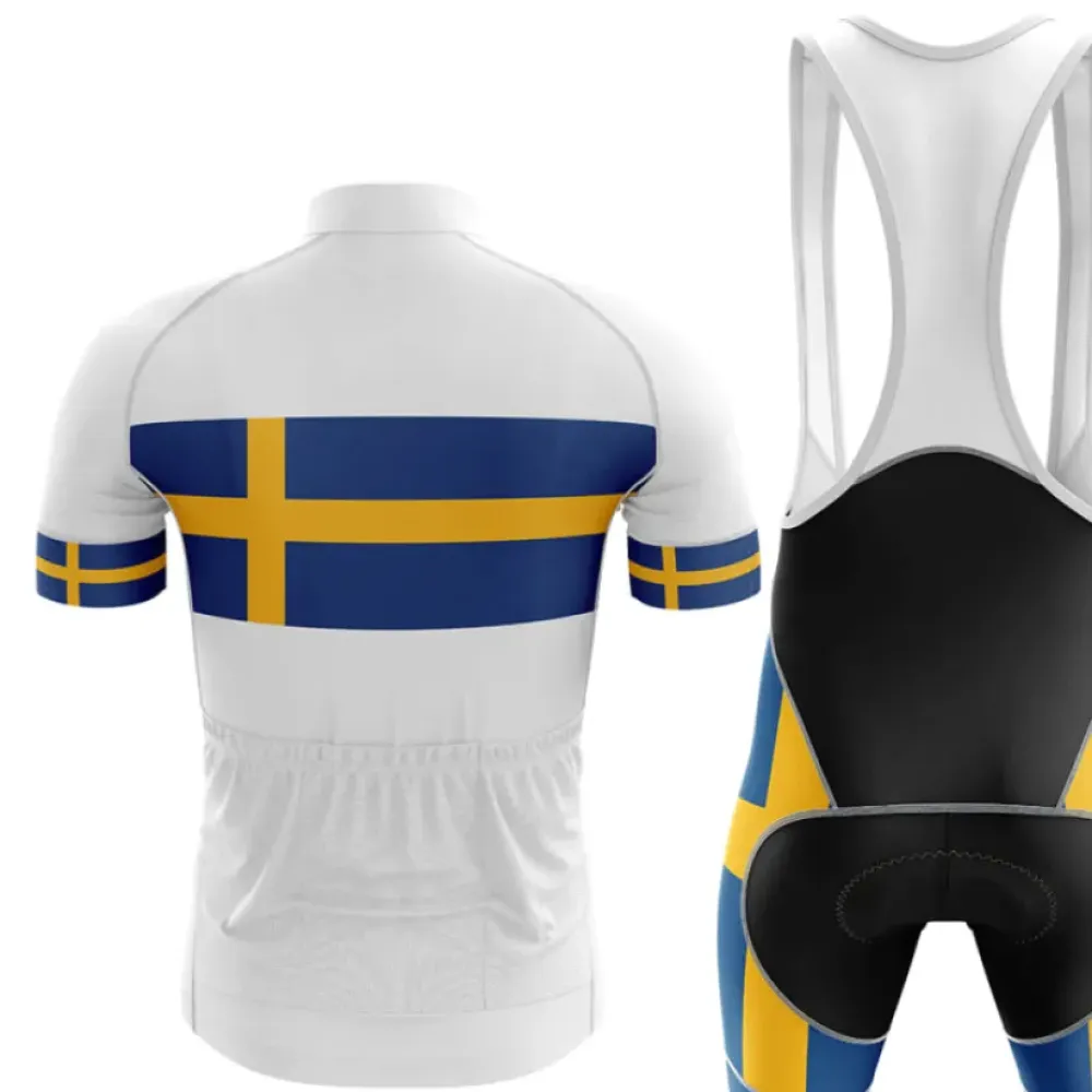 Sweden V4 Cycling Kit Swedish Flag White/Blue/Gold