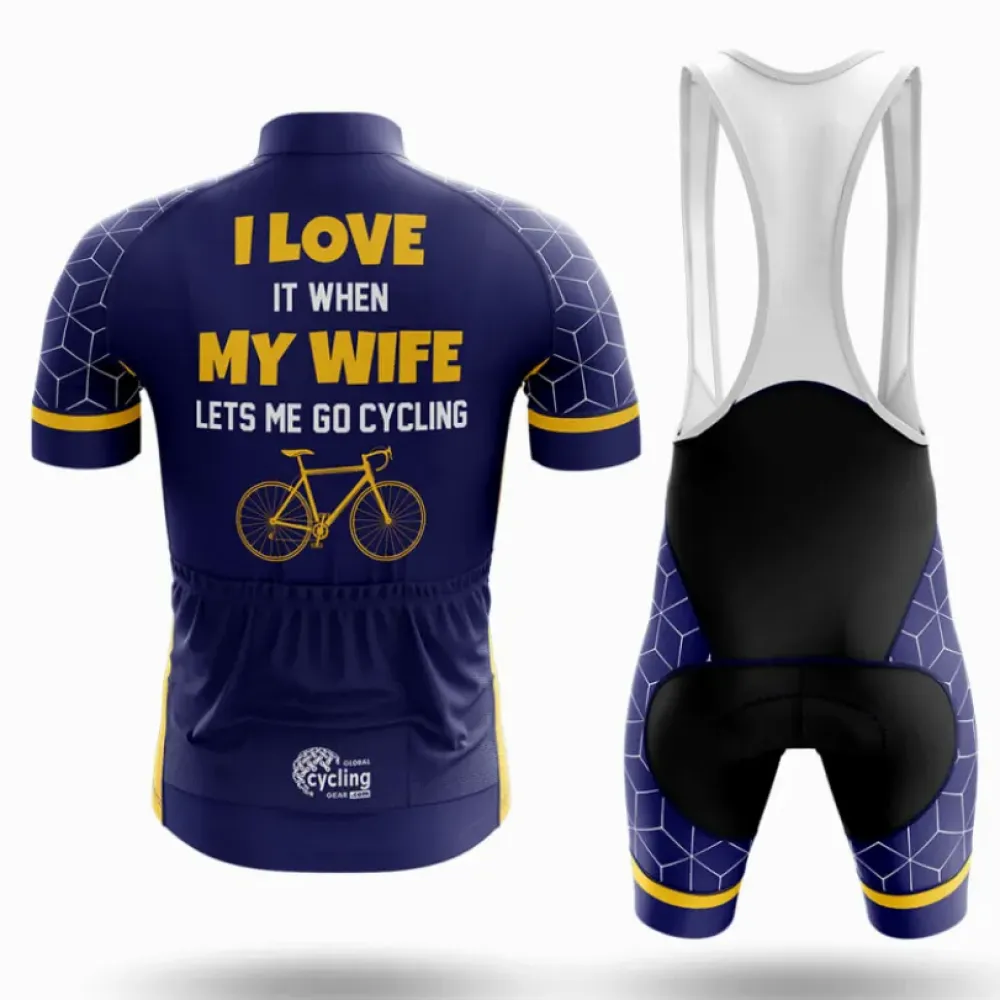 V9 Cycling Jersey I Love My Wife Navy/Yellow/Blue