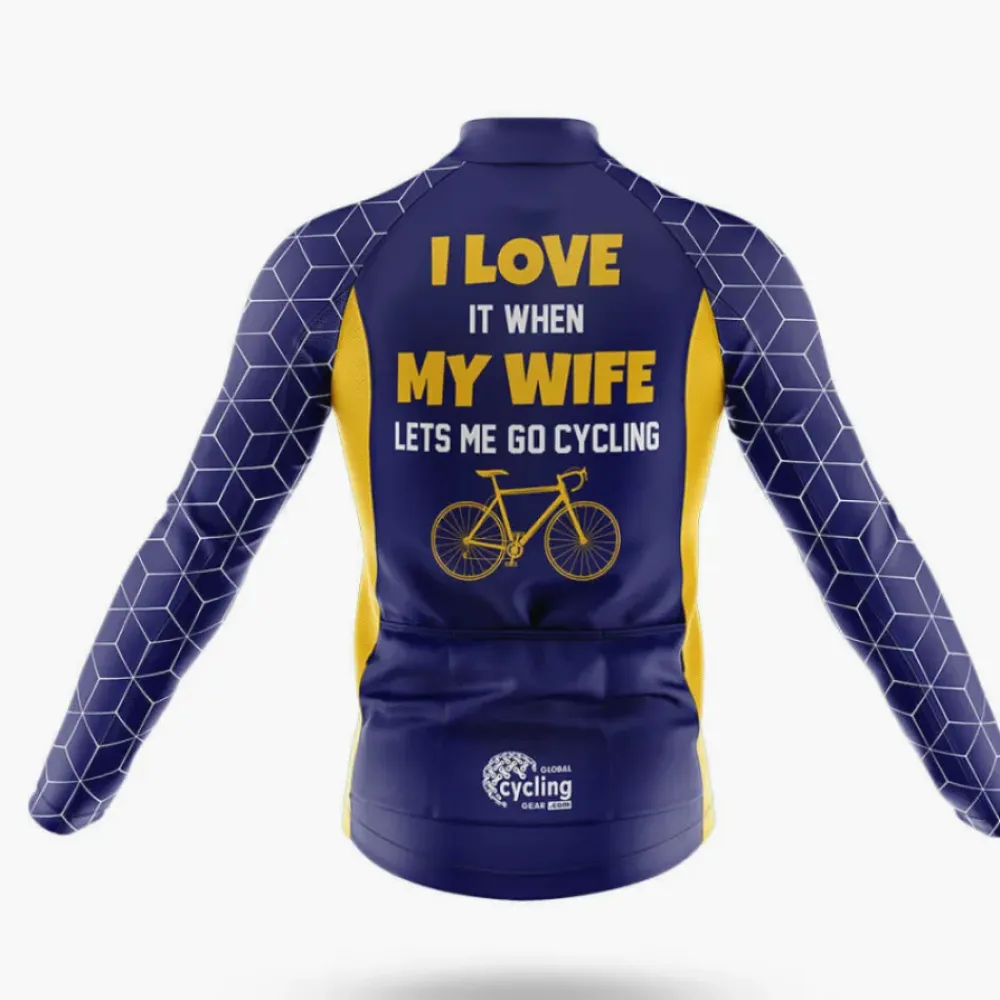 V9 Cycling Jersey I Love My Wife Navy/Yellow/Blue