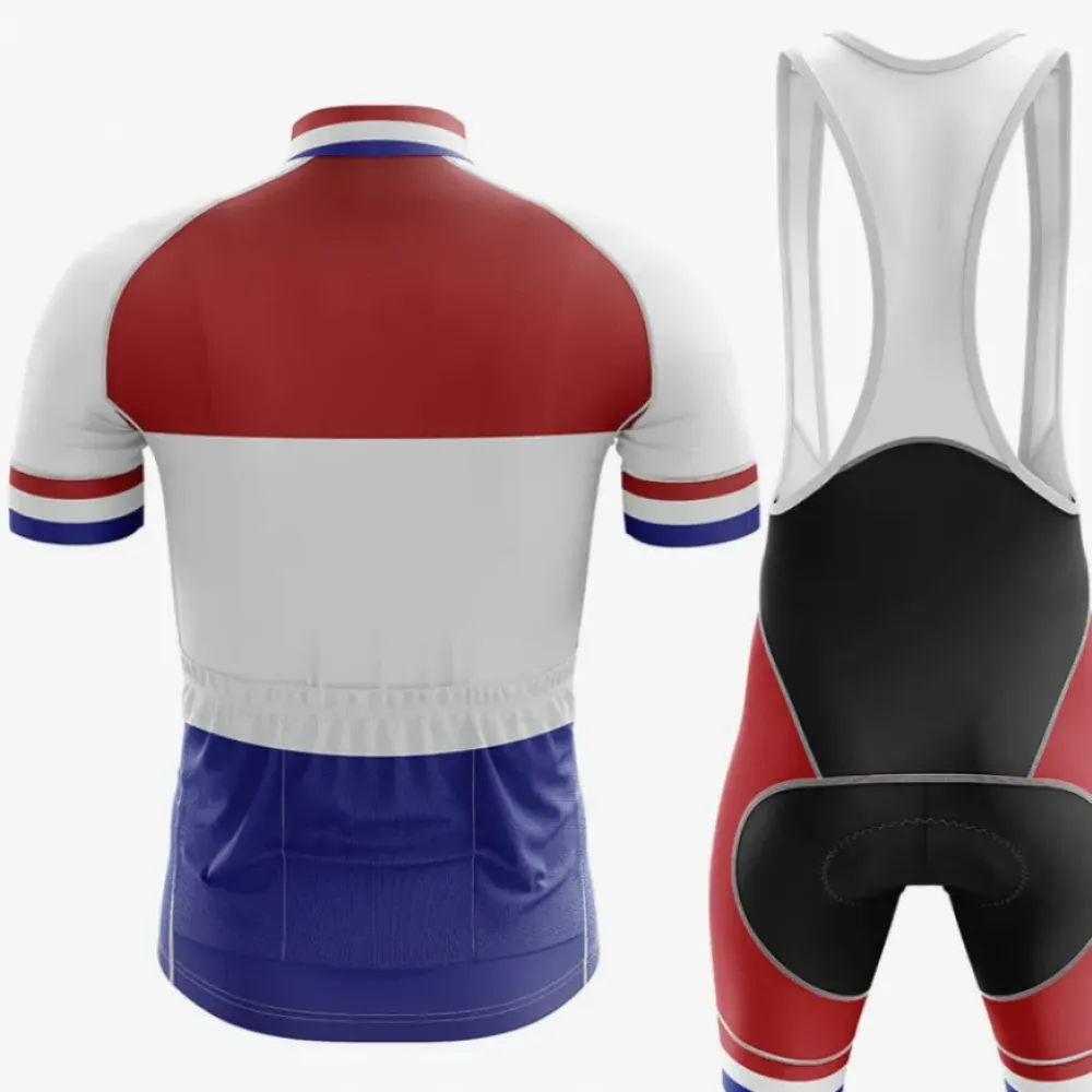 Netherlands Men's Cycling Jersey Breathable Blue/White/Red
