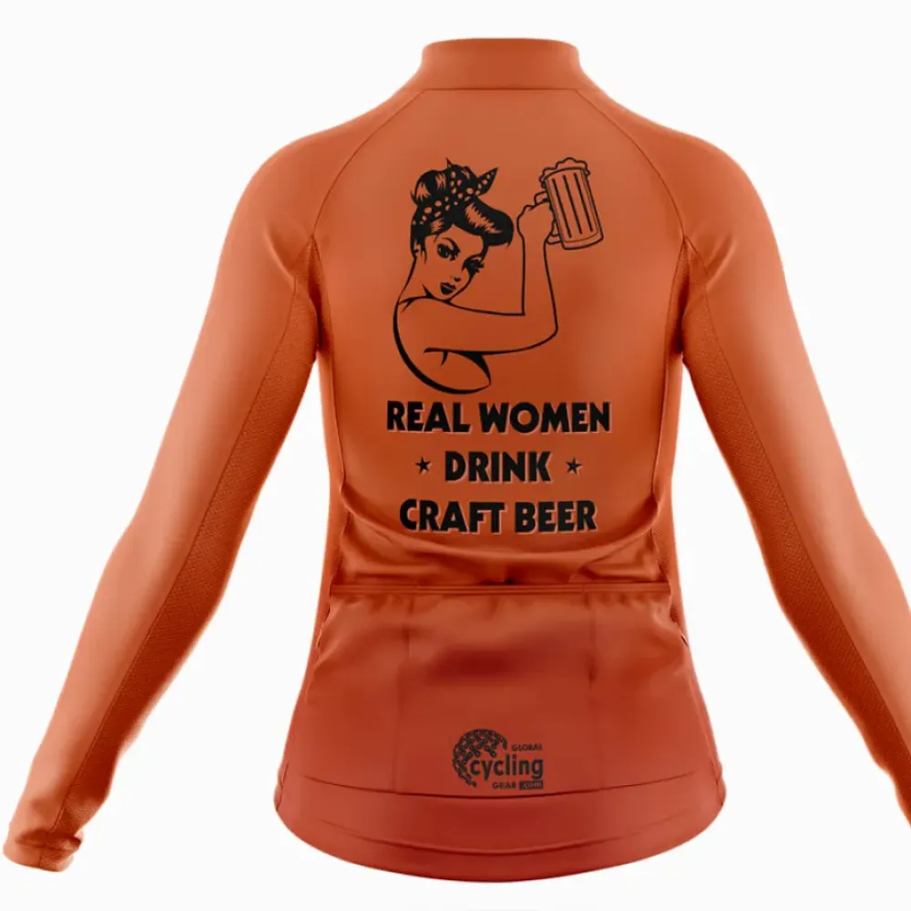 Craft Beer Women's Long Sleeve Cycling Jersey Brown/Red/Grey
