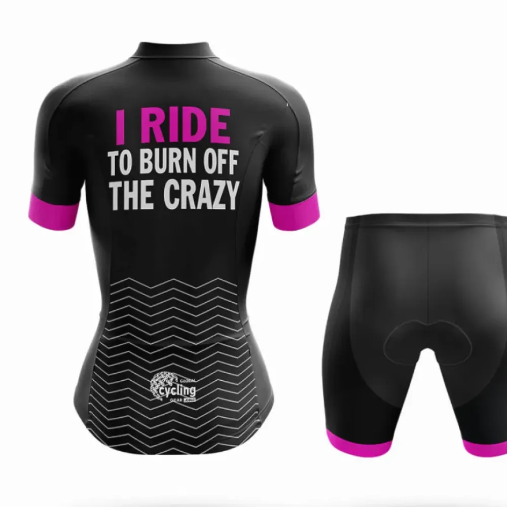 Burn Off Crazy Women's Long Sleeve Cycling Jersey Black/Purple/White