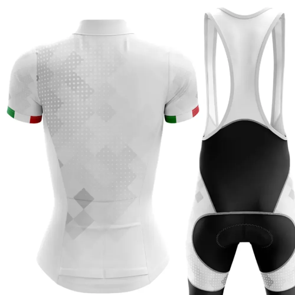 Italy Women Cycling Kit Jersey   Bib shorts White/Grey/Black