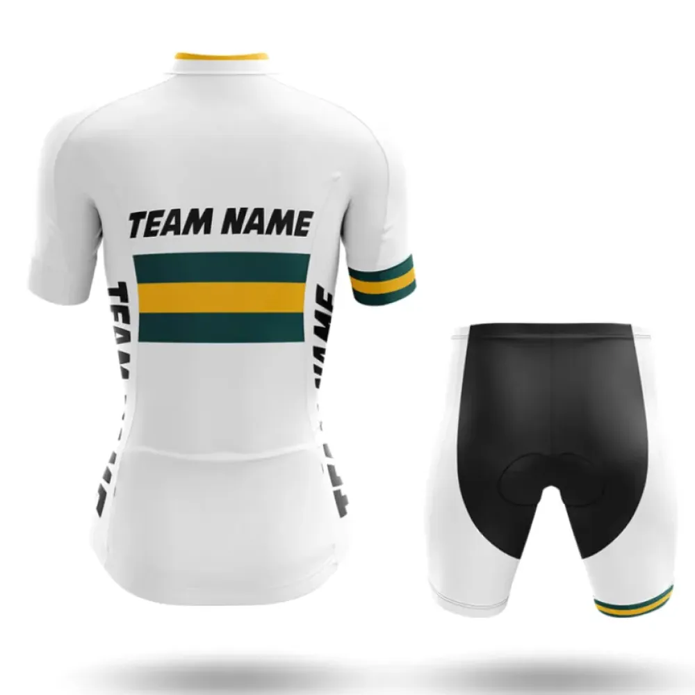 Custom Team Name M20 Women's Cycling Jersey White/Green/Yellow