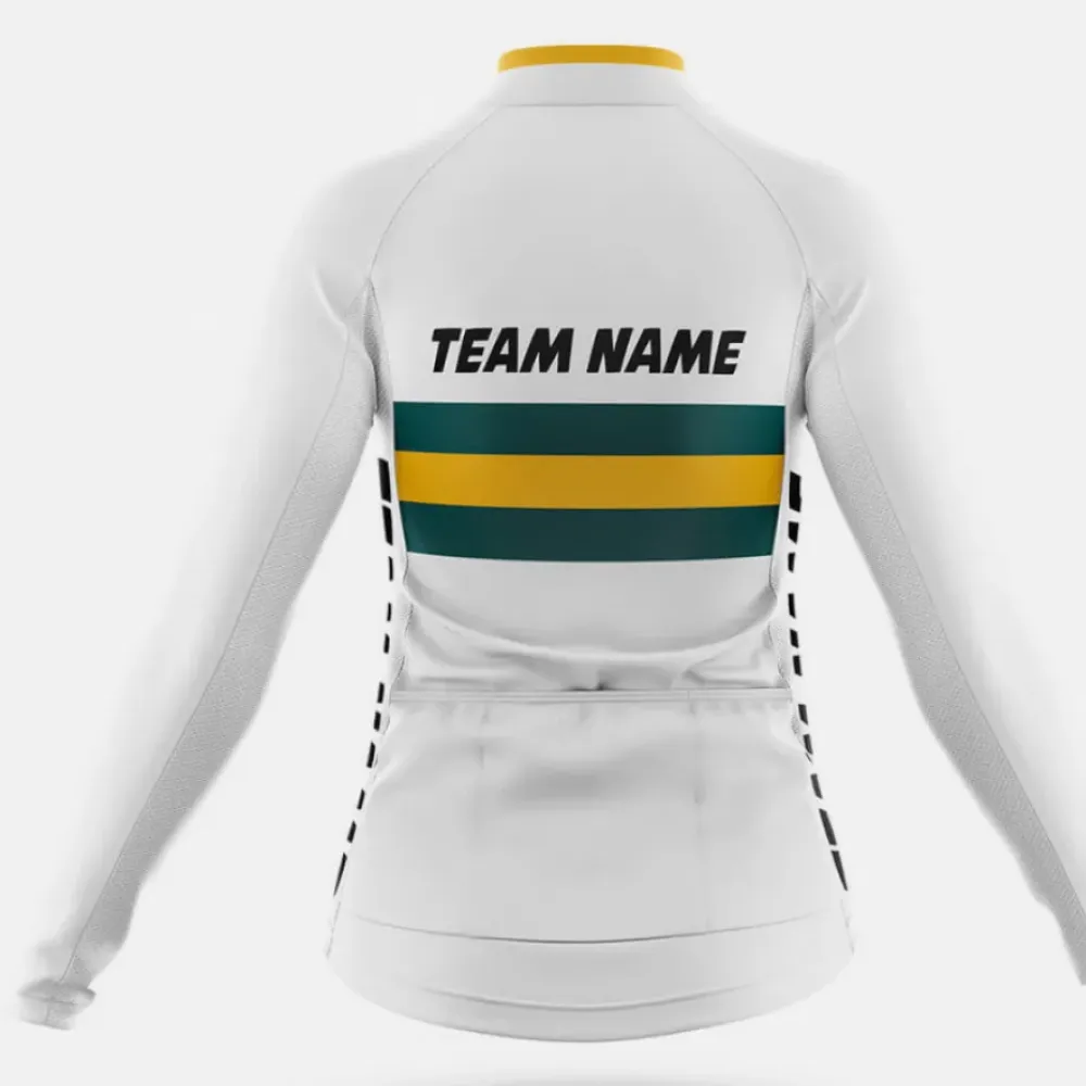 Custom Team Name M20 Women's Cycling Jersey White/Green/Yellow