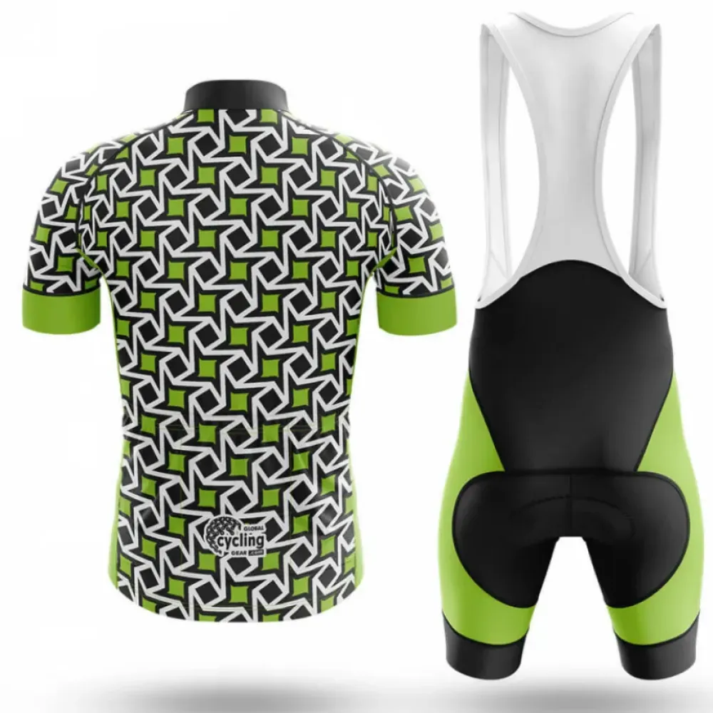 Tiny Pattern Green/Black/White Long Sleeve Cycling Jersey