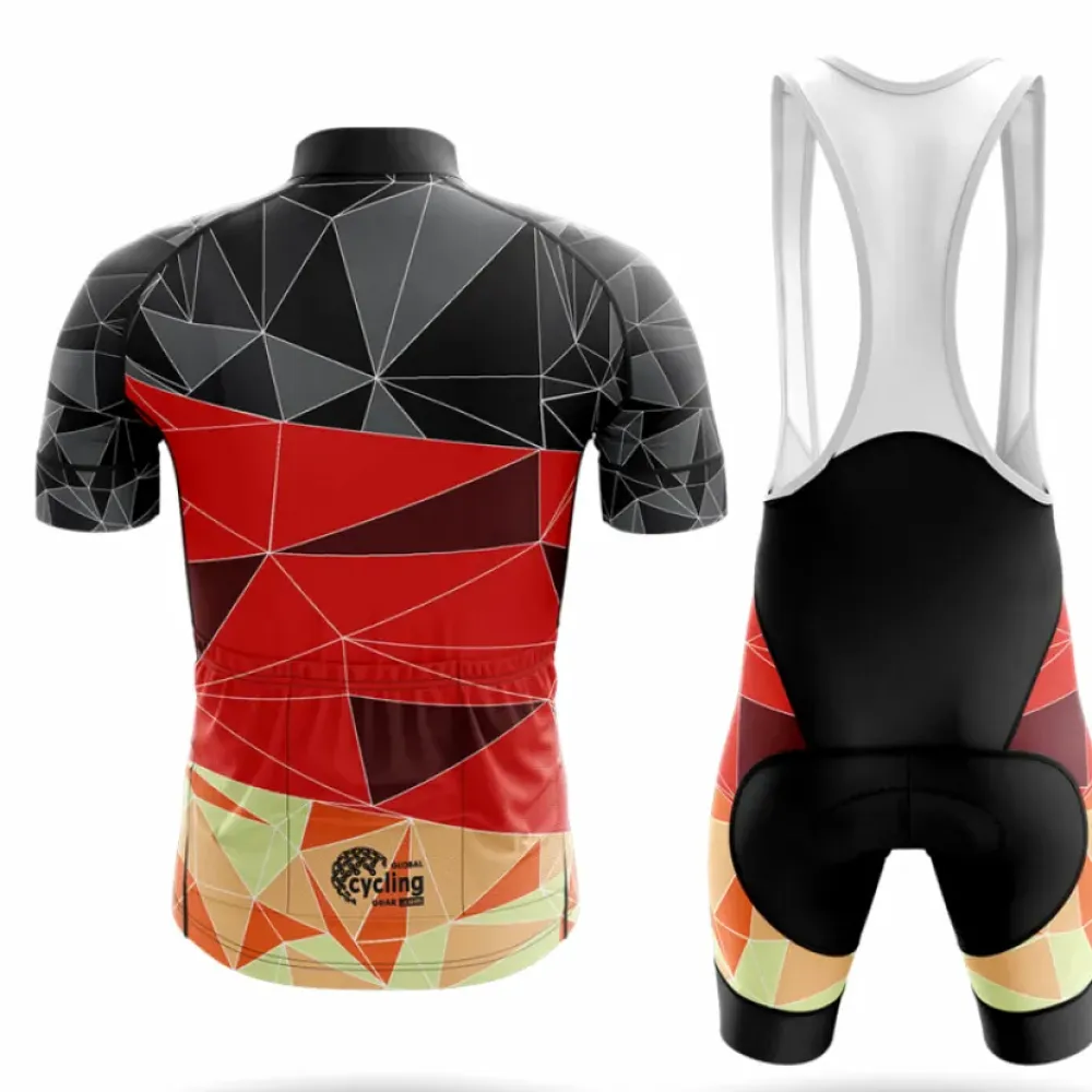 Cycling Bibs Fire Triangles Black/Orange/Gold