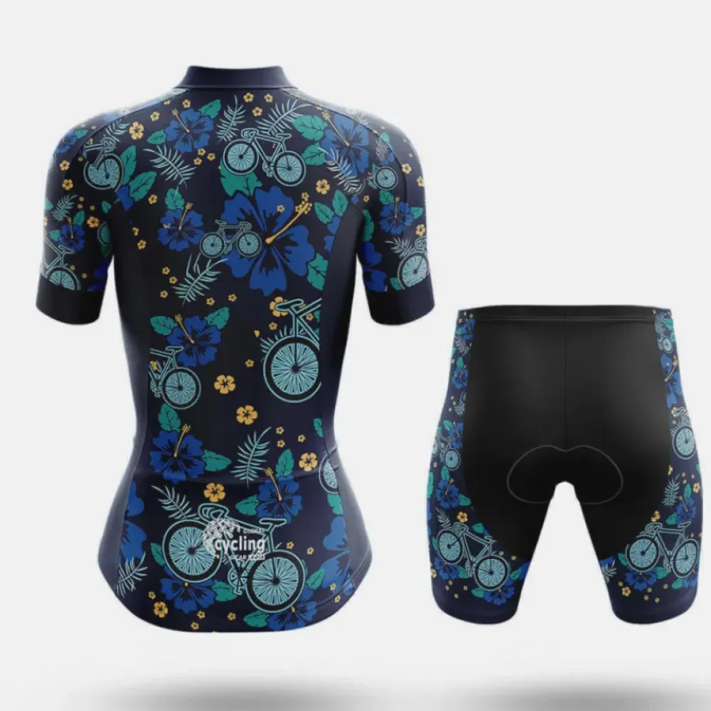 Hawaiian Style V1 Floral Bicycle Navy/Teal/Gold