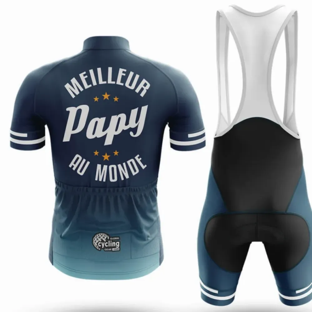 Meilleur Papy Cycling Jersey Navy/Teal/Grey