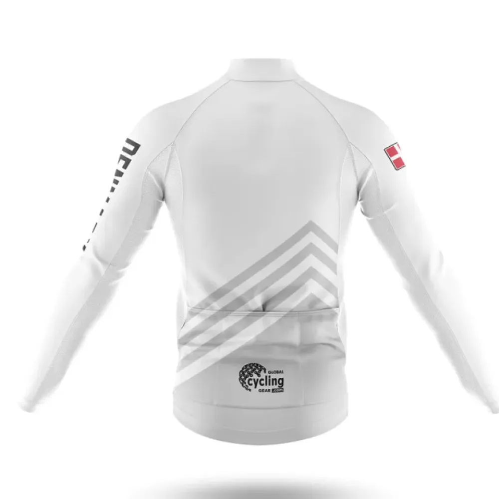Denmark S5 Long Sleeve Cycling Jersey White/Grey/Red