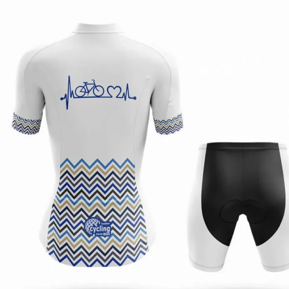 Bike Heart Women's Long Sleeve Cycling Jersey White/Blue/Grey