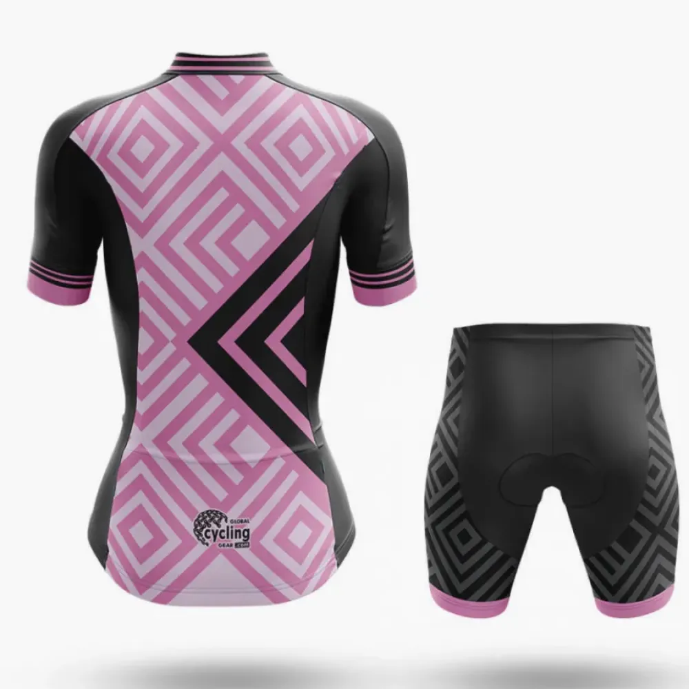 Women's Cycling Kit Pink Stripes Black/Purple/Gray