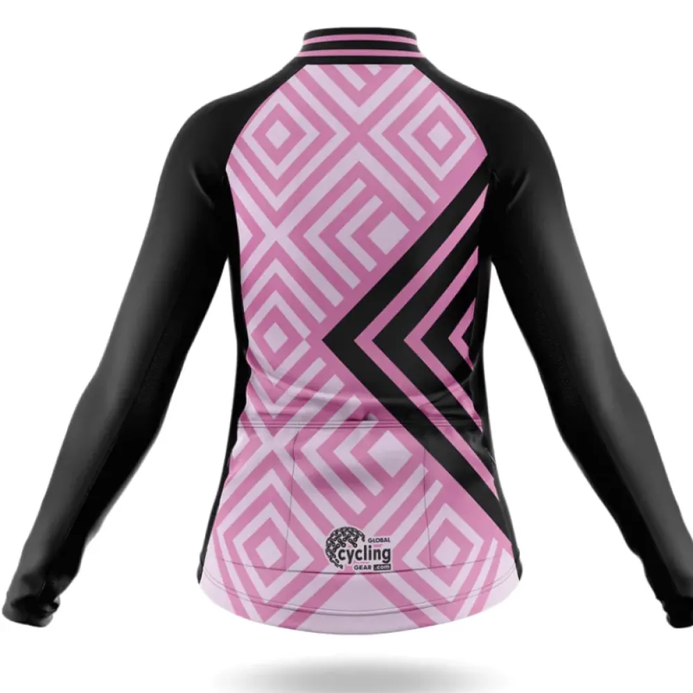 Women's Cycling Kit Pink Stripes Black/Purple/Gray