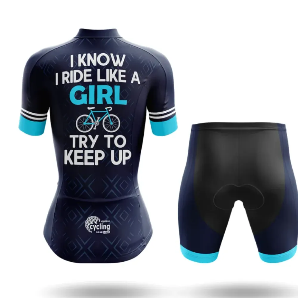 Like A Girl Women's Cycling Kit Navy/Teal/White