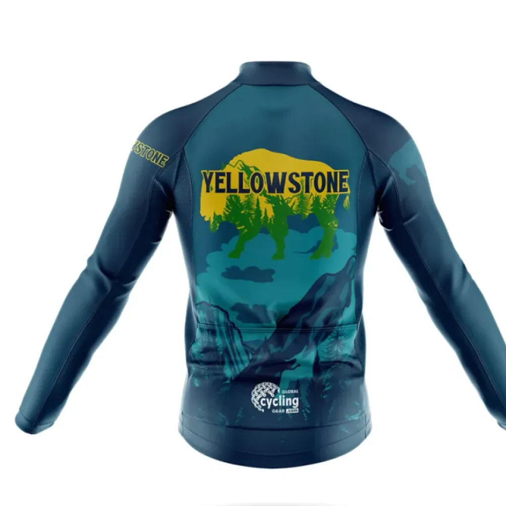 Yellowstone Cycling Jersey Mountain Range Navy/Gold/Teal