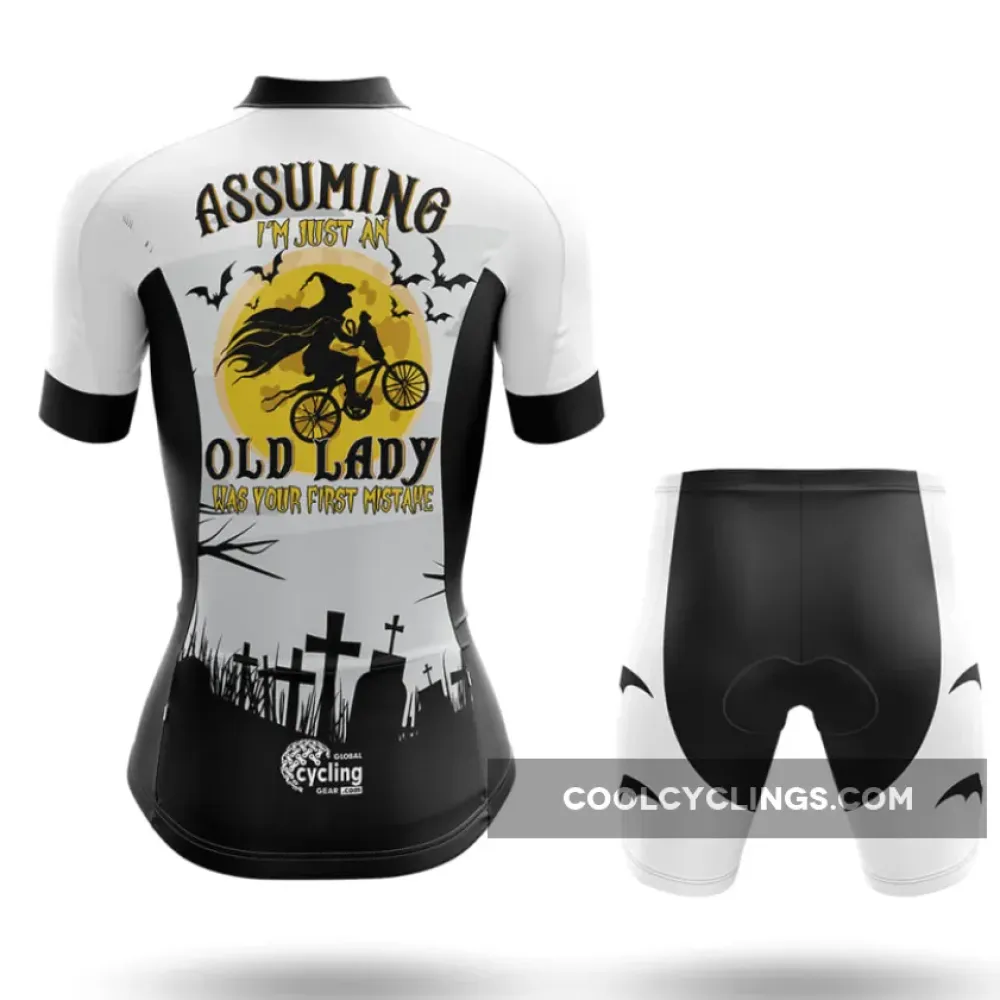 Halloween Lady V4 White/Black/Gold Women's Long Sleeve Cycling Jersey