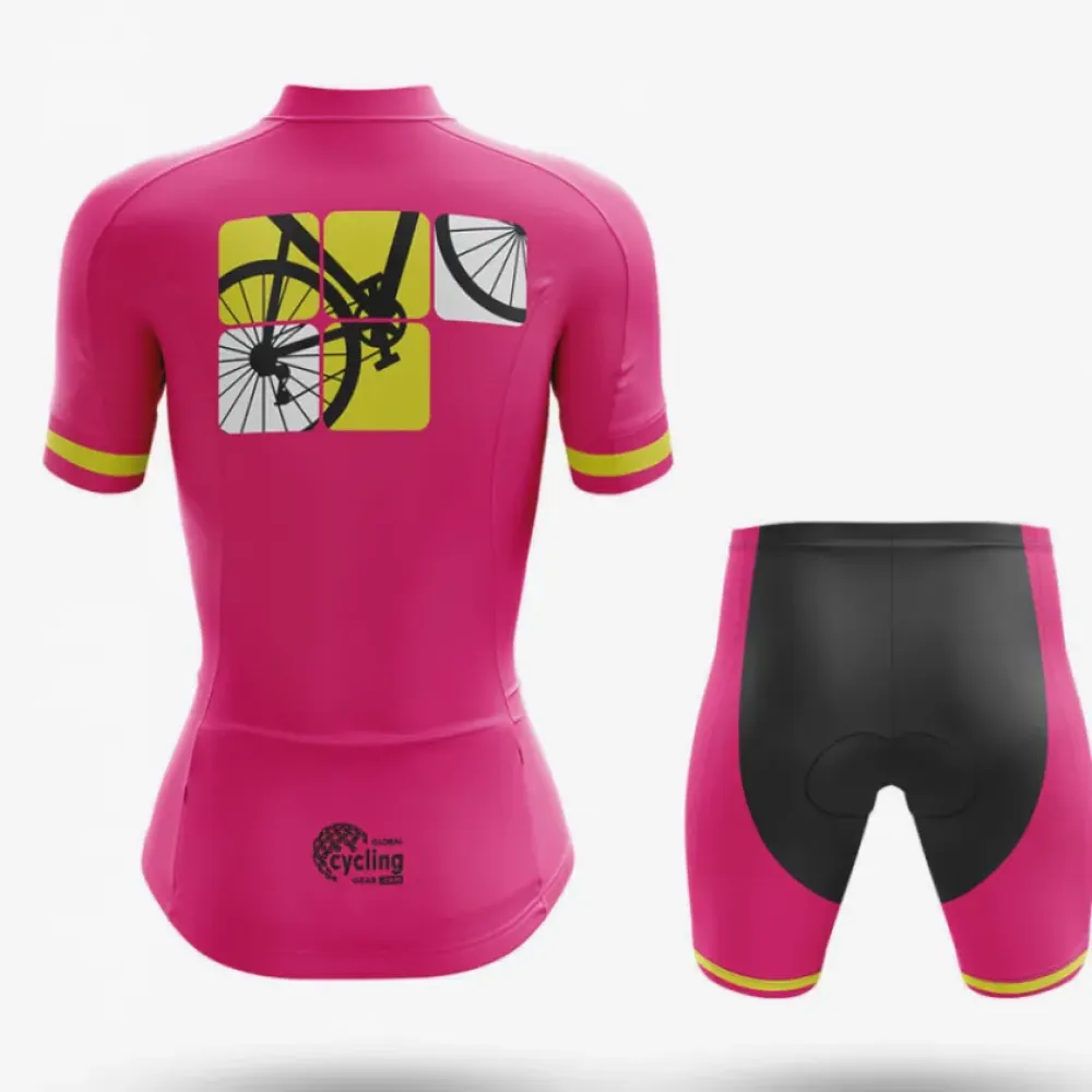 Ride Freely Women's Cycling Kit Pink/Yellow/Black