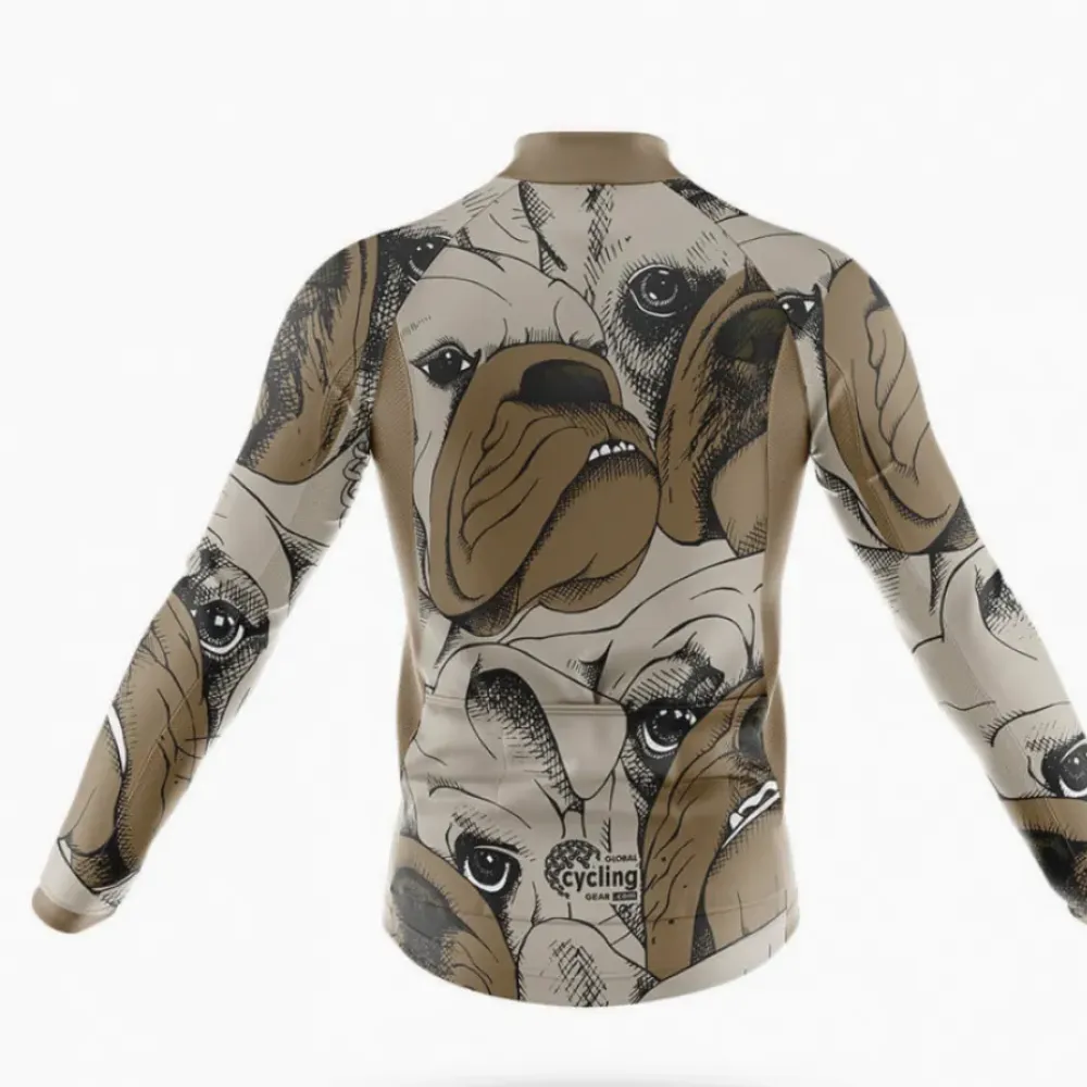 Bulldog Long Sleeve Cycling Jersey Colorful Brown/Tan/Beige