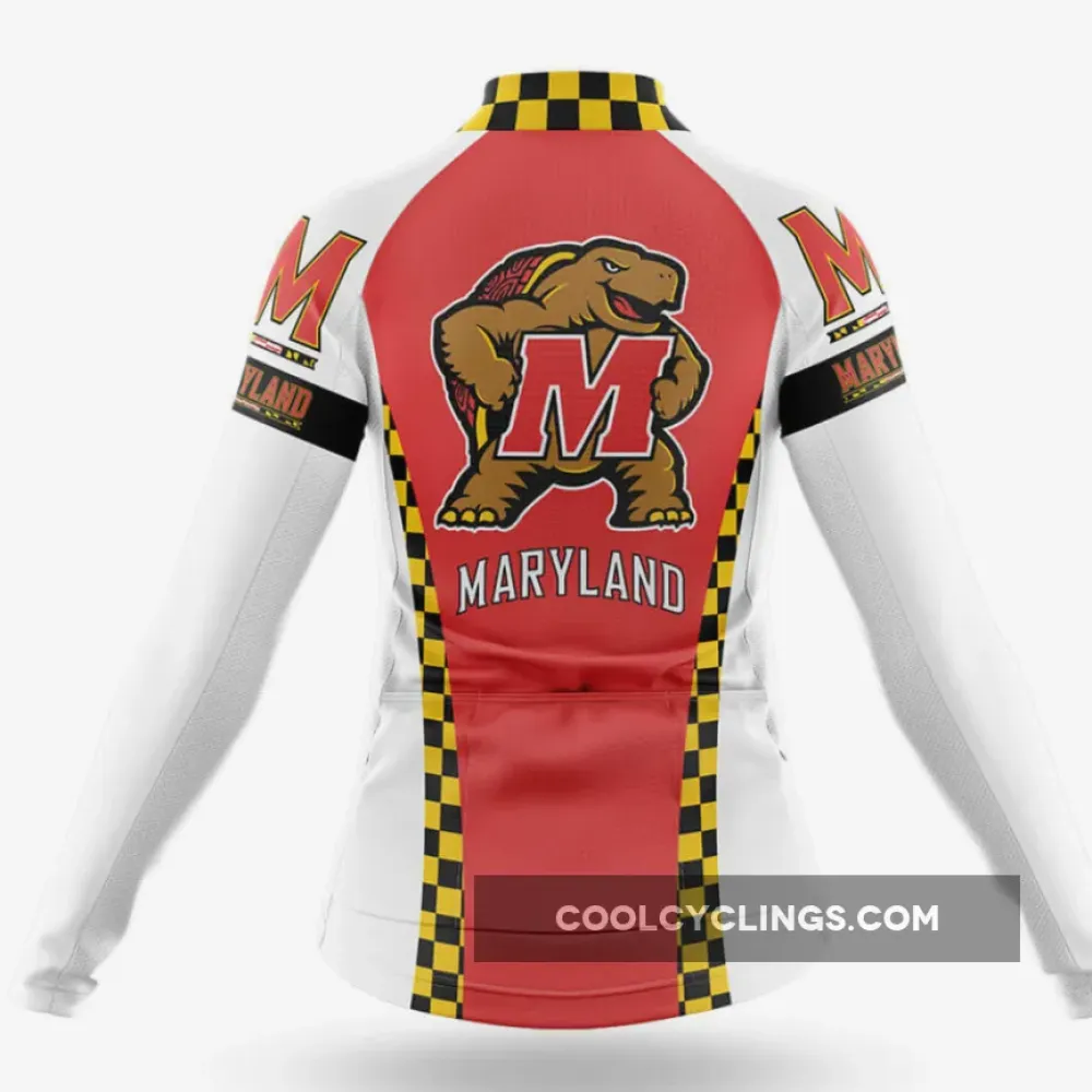 Maryland Mascot Women's Long Sleeve Cycling Jersey Red/White/Gold