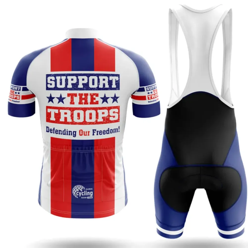 Support The Troops Long Sleeve Cycling Jersey Navy/Red/White