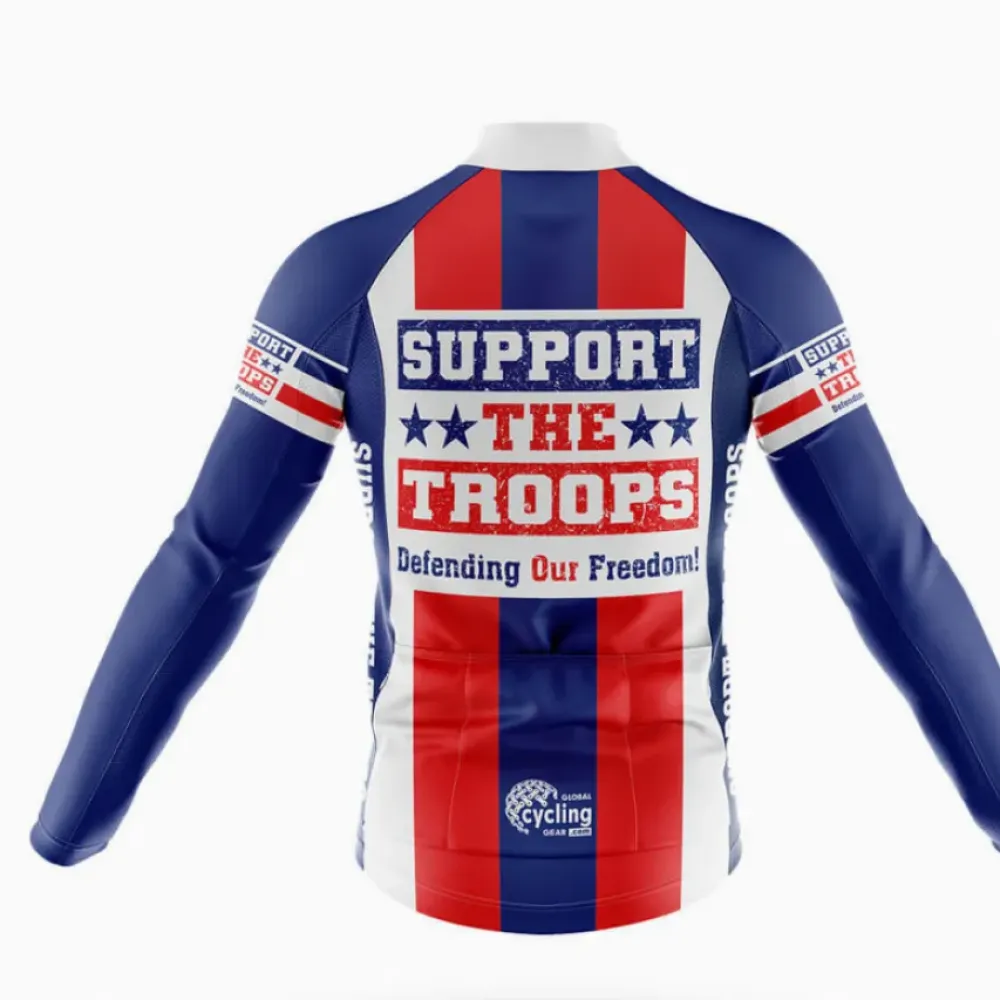 Support The Troops Long Sleeve Cycling Jersey Navy/Red/White