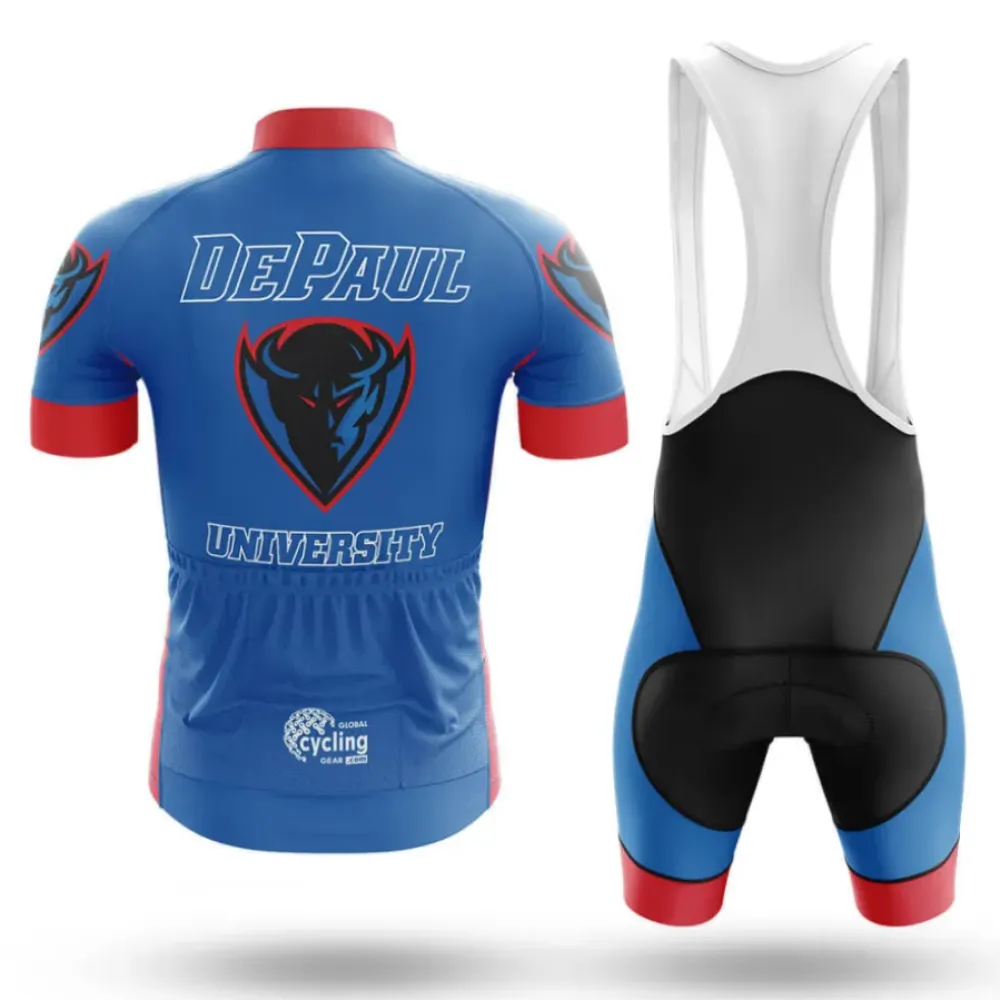 DePaul University Long Sleeve Cycling Jersey Blue/Red/White