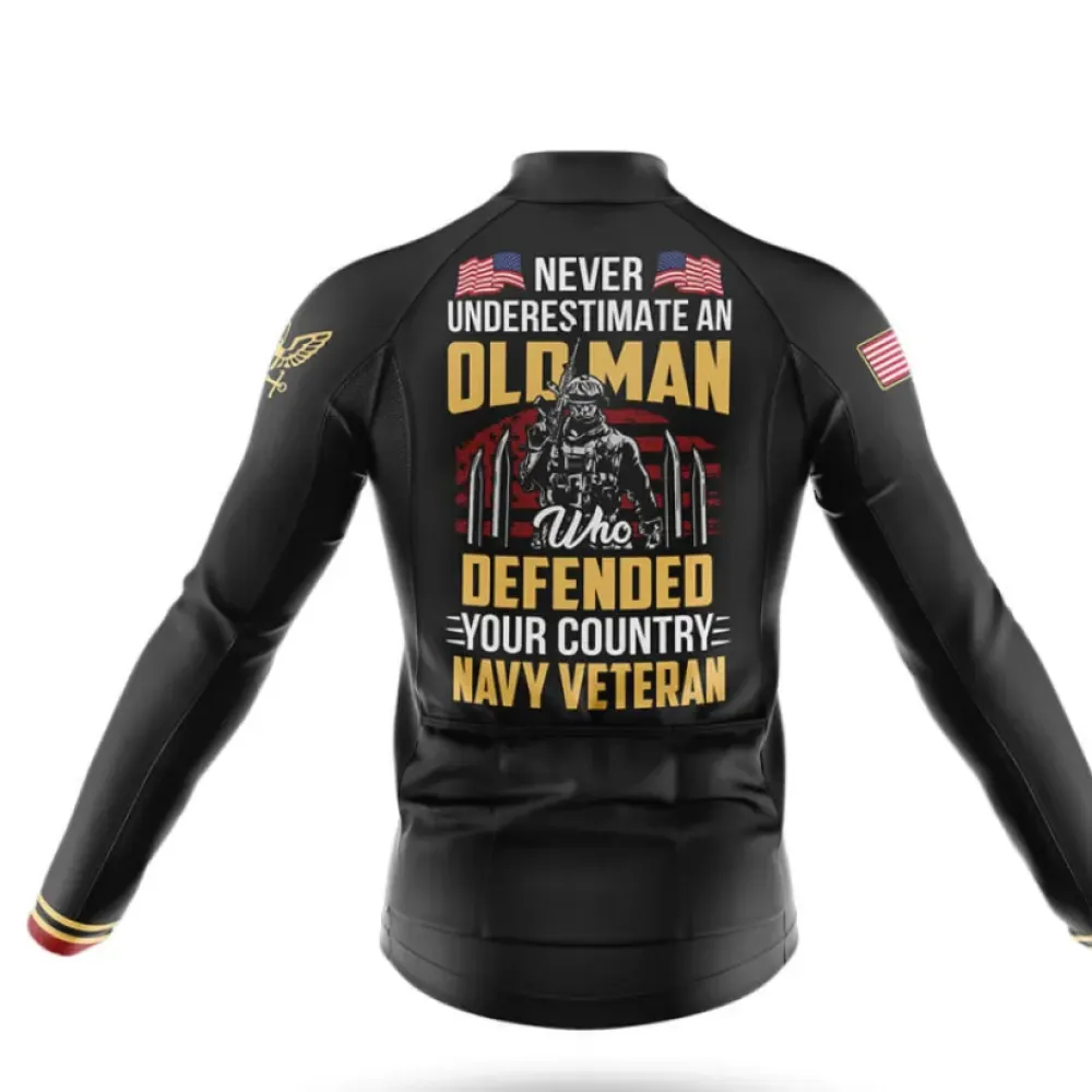 Cycling Gear Navy Veteran Old Man Bibs Black/Gold/Red