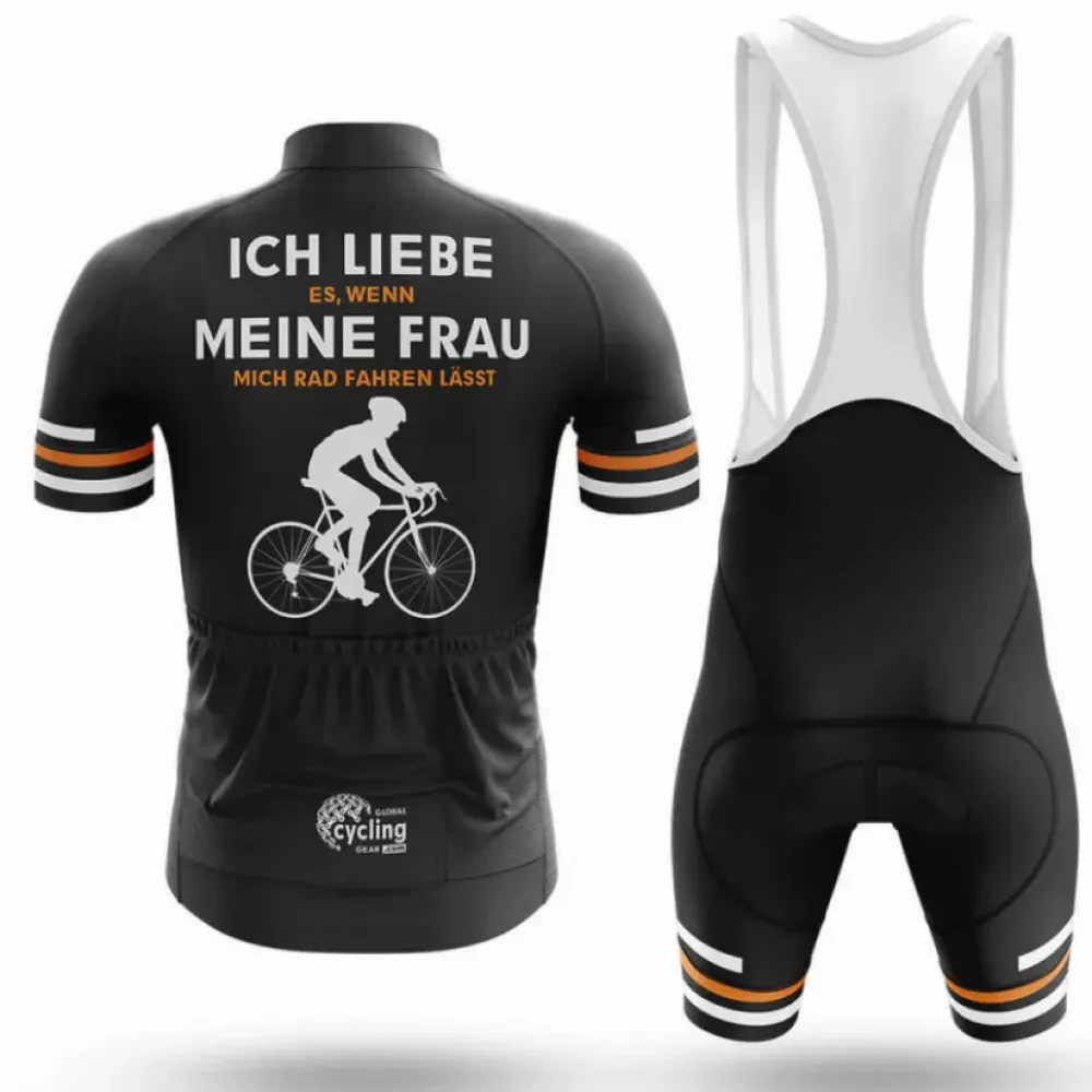Cycling Jersey Ich Liebe Meine Frau Black/Orange/White