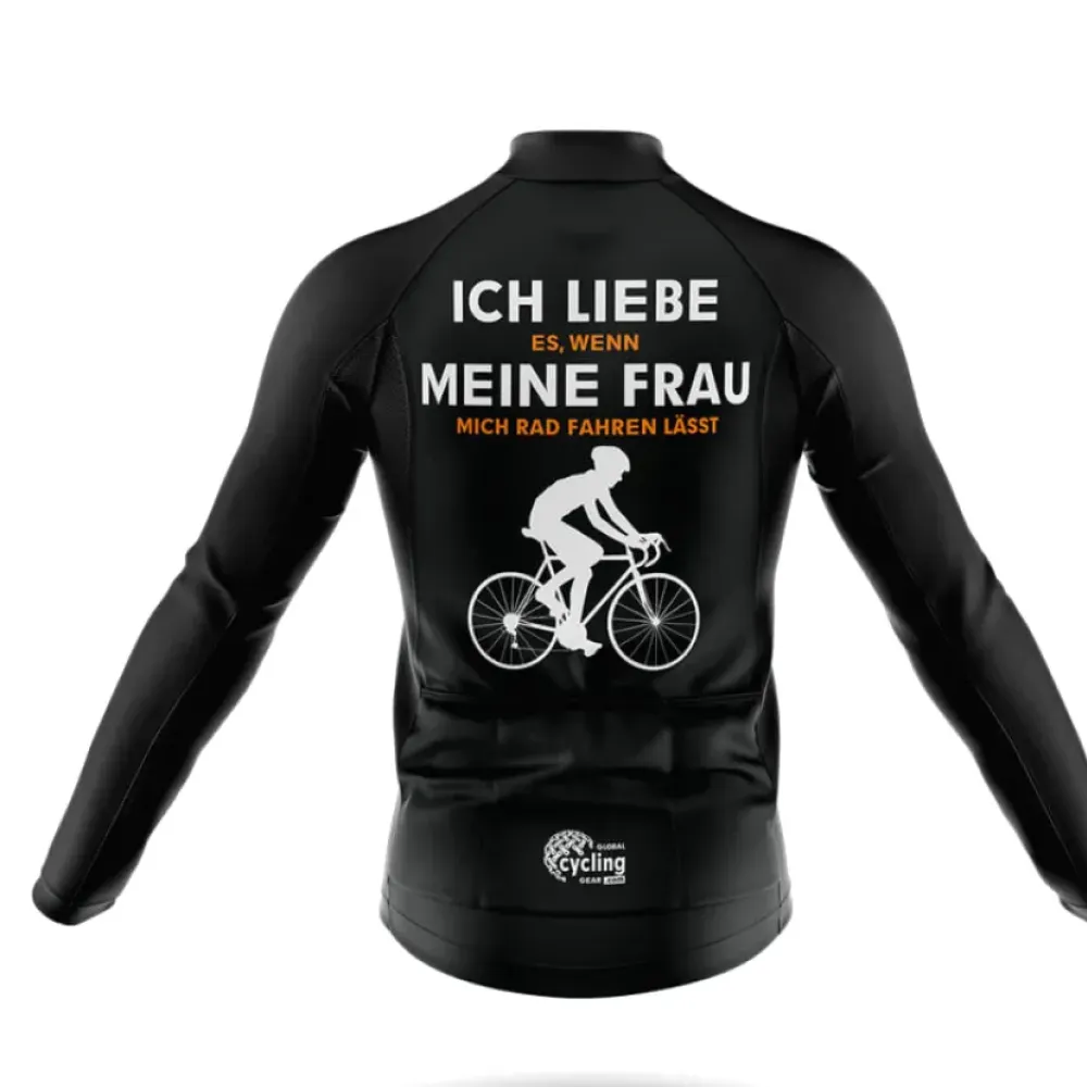 Cycling Jersey Ich Liebe Meine Frau Black/Orange/White