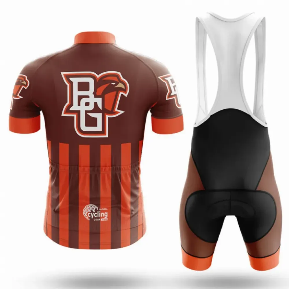Bowling Green State University USA Long Sleeve Cycling Jersey American Flag Brown/Orange/White
