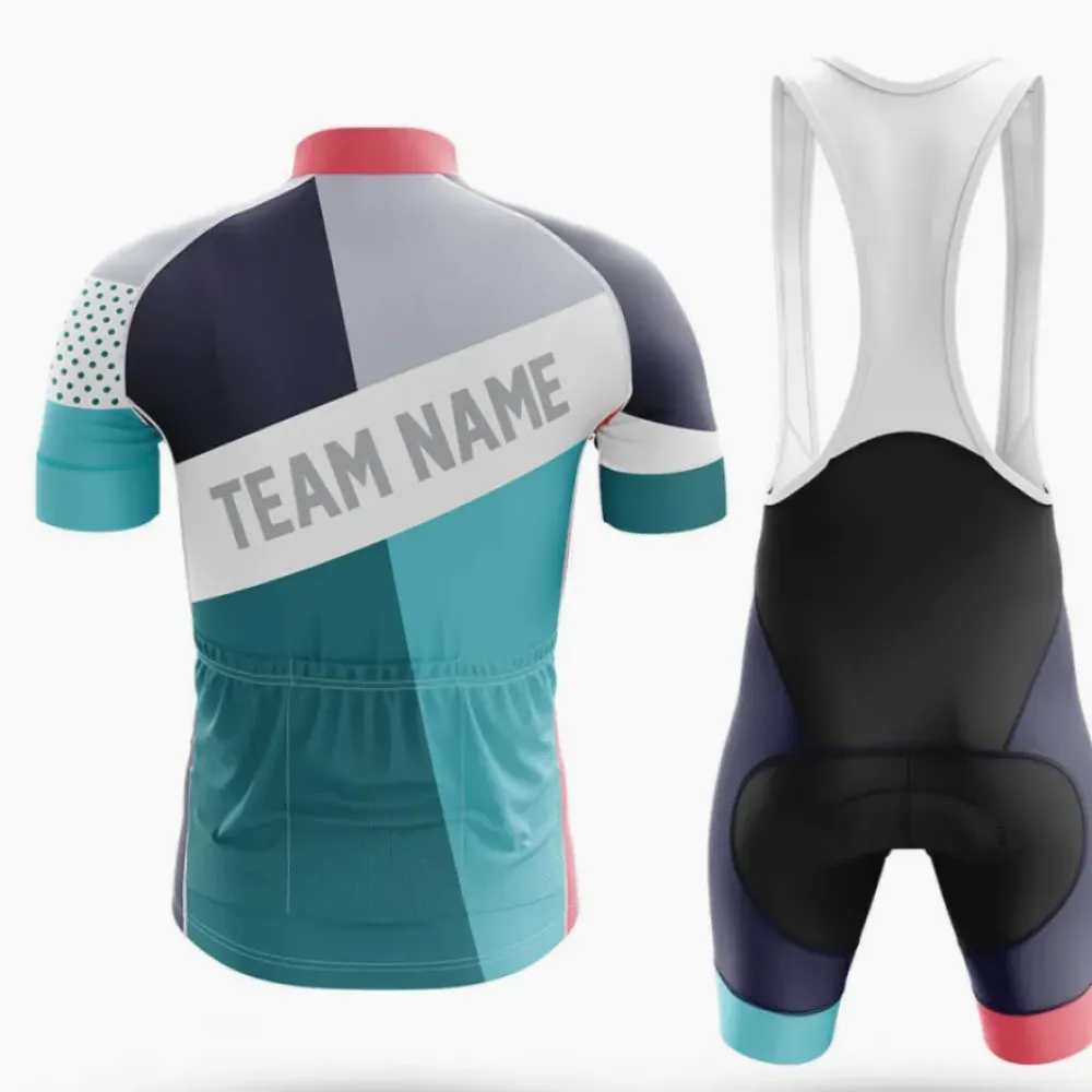 Custom Team Name M32 Cycling Jersey Colorful Teal/Red/Grey
