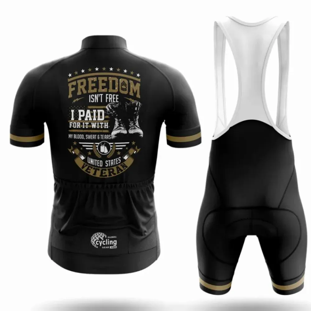 US Veteran Paid For It Black/Gold/White Long Sleeve Cycling Jersey